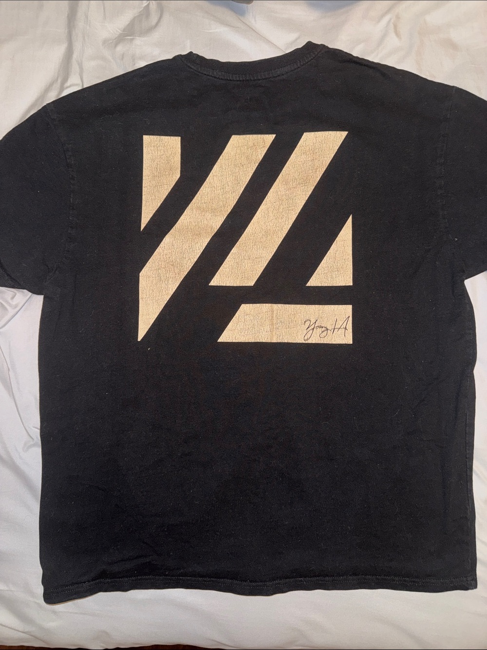 YoungLA Black Short Sleeve Tee with Beige Graphic